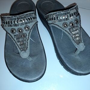 Embellished Gray Women's Sandals